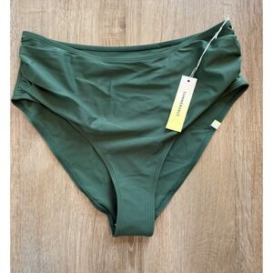 SUMMERSALT High Leg Mid-Rise Women's Bikini Bottoms in Green Size 10 NWT